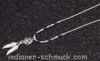 Kette Brentatze aus Sterlingsilber blau, hellblau mit Federn
