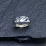 Navajo Ring mit hellblauem Zeichen aus Sterlingsilber