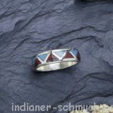 Schner Navajo Ring mit hellblauen, braunen Dreiecksmustern