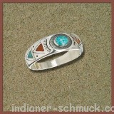 Navajo Ring Indian Design Chipinlay Trkis Stein