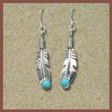 Navajo Ohrringe mit der Form einer Feder aus Sterlingsilber