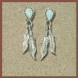 Edel gestaltete Navajo Ohrringe mit Federn, Opal