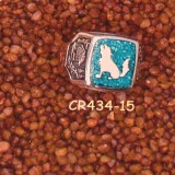 Indianischer Ring mit Wolfsabbild und mit trkisen Inlays