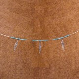 Schne Kette mit Federn aus Sterlingsilber und Trkis Steinen