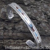 Armreif  mit braunen, hellblauen Dreiecksmustern