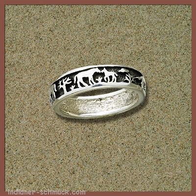 Indianer Ring Pferde Story Silber