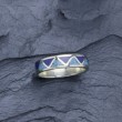 Schner Navajo Ring mit hellblauen, blauen Dreiecksmustern
