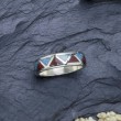 Schner Navajo Ring mit hellblauen, braunen Dreiecksmustern