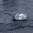 Schöner Navajo Ring mit hellblauen Dreiecksmustern