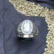 Wunderschner hellblauer Ring mit Adlerabbild aus Sterlingsilber