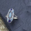 Wunderschner Ring hellblau, blau mit Trkis Stein