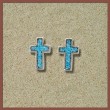 Ohrringe Kreuz mit schnen trkisen Inlays aus Sterlingsilber